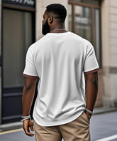 Men's Plus Size Daily Casual Red Pattern Printed Henry Collar Button Short Sleeve T-Shirt